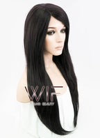 24" Straight Black Mixed Dark Brown Lace Front Synthetic Wig LF151