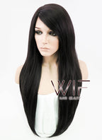 24" Straight Black Mixed Dark Brown Lace Front Synthetic Wig LF151