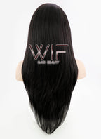 24" Straight Black Mixed Dark Brown Lace Front Synthetic Wig LF151