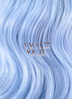 14" Medium Curly Natural Black Mixed Light Blue Ombre Customizable Made-To-Order Lace Front Synthetic Hair Wig LF1522