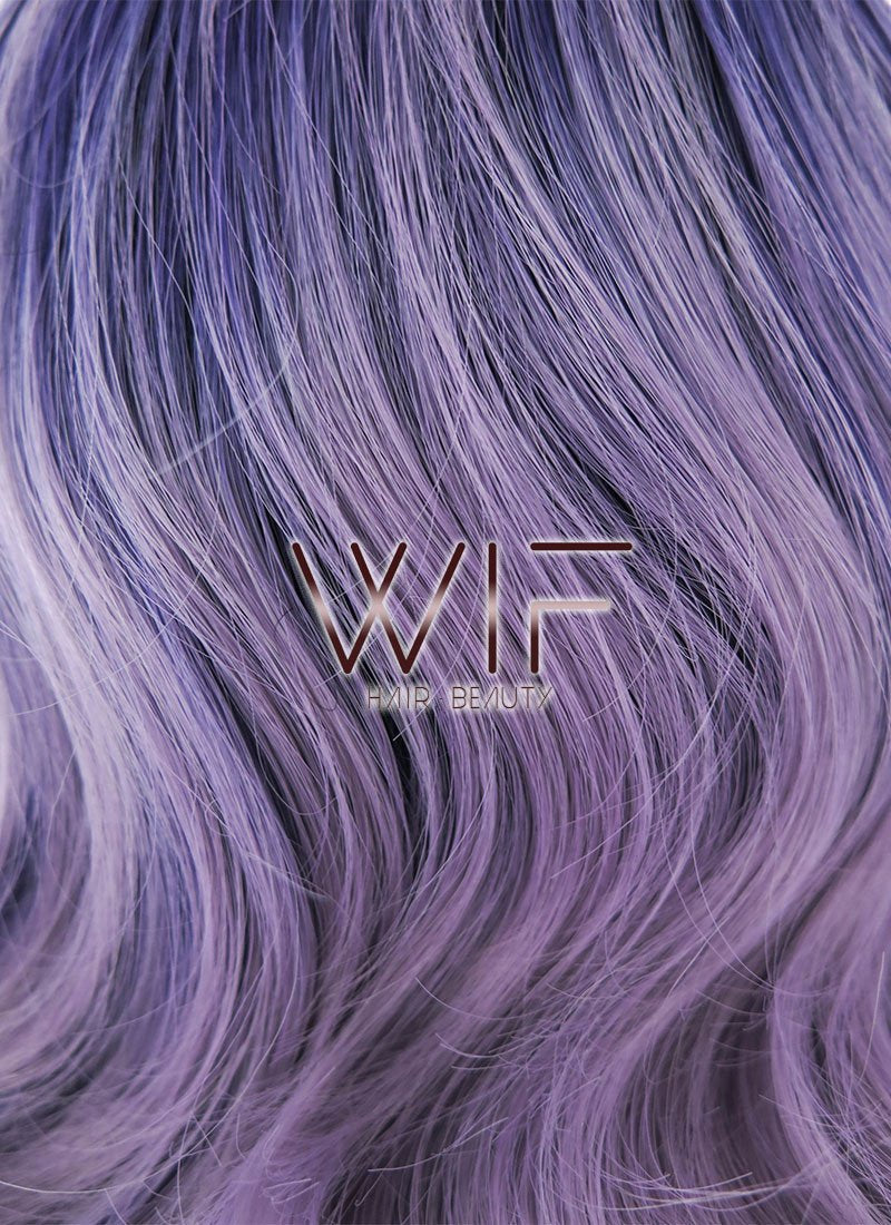 12" Wavy Mixed Purple With Dark Roots Lace Front Synthetic Wig LF1526