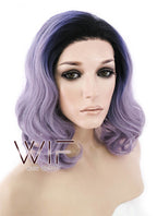 12" Wavy Mixed Purple With Dark Roots Lace Front Synthetic Wig LF1526