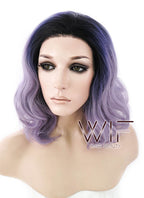12" Wavy Mixed Purple With Dark Roots Lace Front Synthetic Wig LF1526