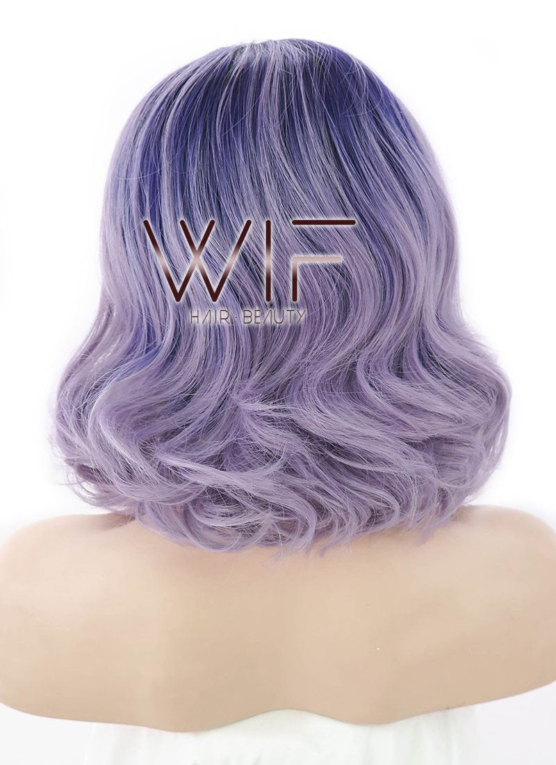 12" Wavy Mixed Purple With Dark Roots Lace Front Synthetic Wig LF1526