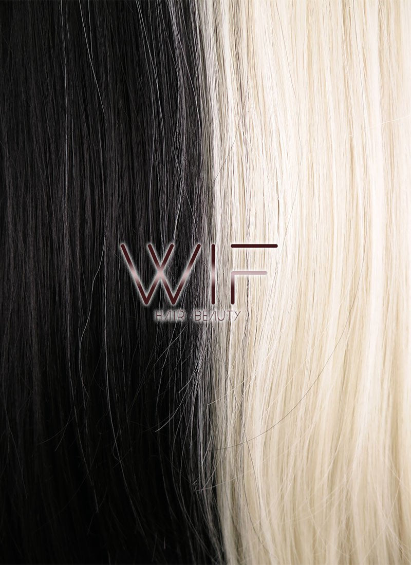 26" Straight Light Blonde Black Split Color Lace Front Synthetic Wig LF1531