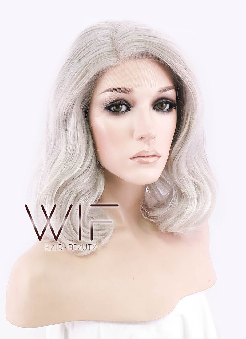12" Wavy Light Ash Blonde Lace Front Synthetic Wig LF1537