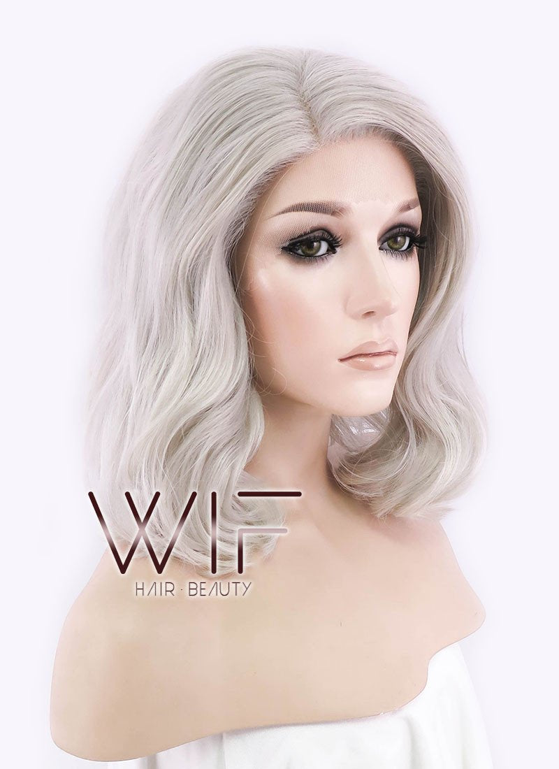 12" Wavy Light Ash Blonde Lace Front Synthetic Wig LF1537