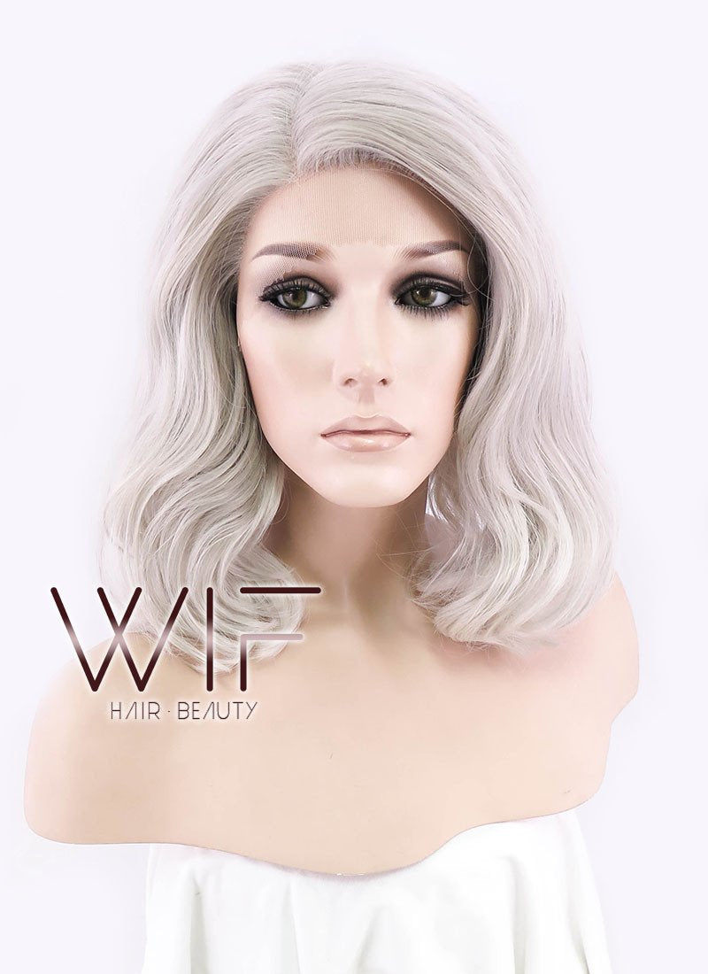 12" Wavy Light Ash Blonde Lace Front Synthetic Wig LF1537