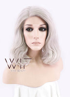 12" Wavy Light Ash Blonde Lace Front Synthetic Wig LF1537