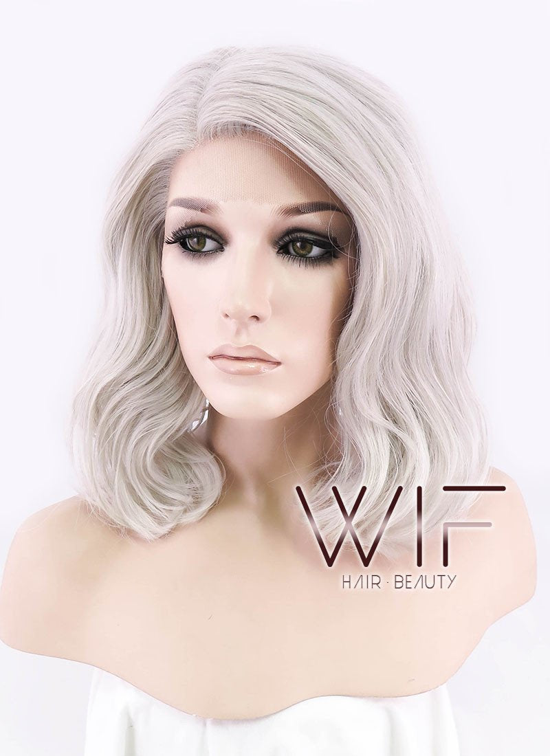 12" Wavy Light Ash Blonde Lace Front Synthetic Wig LF1537
