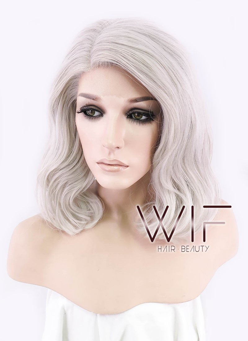 12" Wavy Light Ash Blonde Lace Front Synthetic Wig LF1537