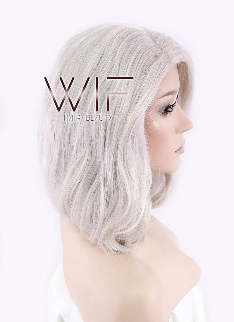 12" Wavy Light Ash Blonde Lace Front Synthetic Wig LF1537