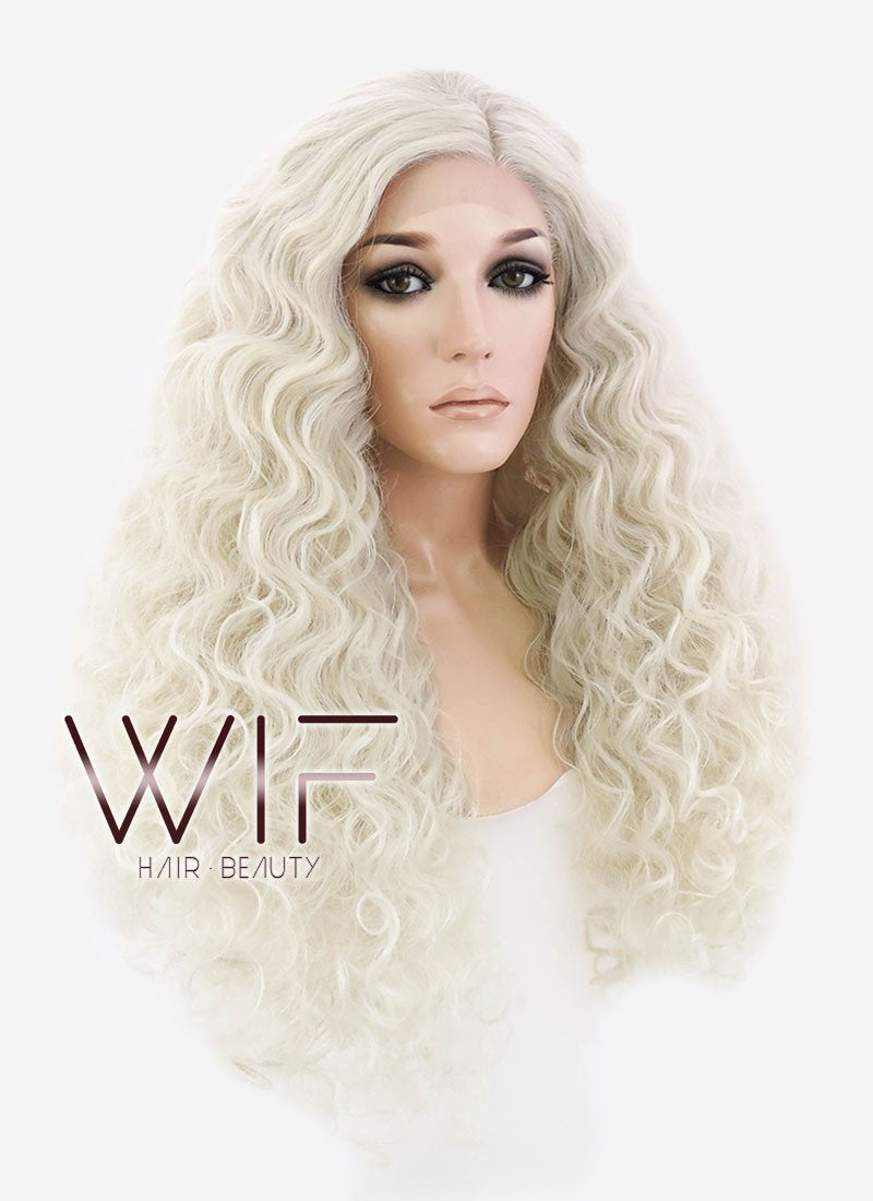26" Long Spiral Light Blonde Made-To-Order Lace Front Synthetic Hair Wig LF1540B