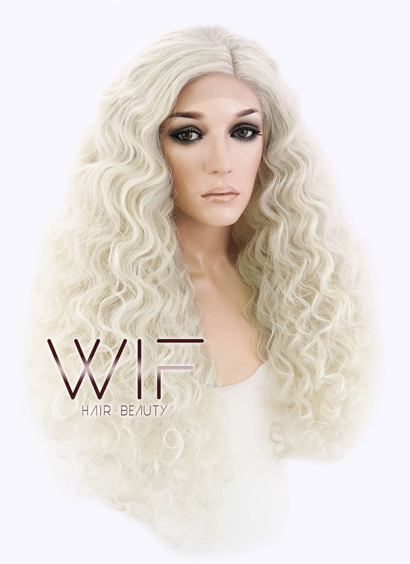 26" Long Spiral Light Blonde Made-To-Order Lace Front Synthetic Hair Wig LF1540B