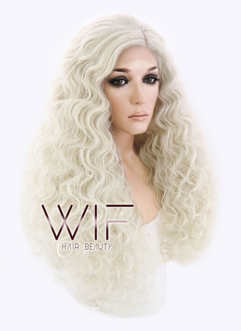 26" Long Spiral Light Blonde Made-To-Order Lace Front Synthetic Hair Wig LF1540B