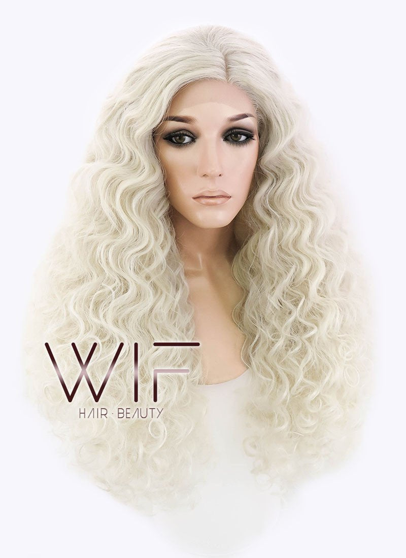 26" Long Spiral Light Blonde Made-To-Order Lace Front Synthetic Hair Wig LF1540B