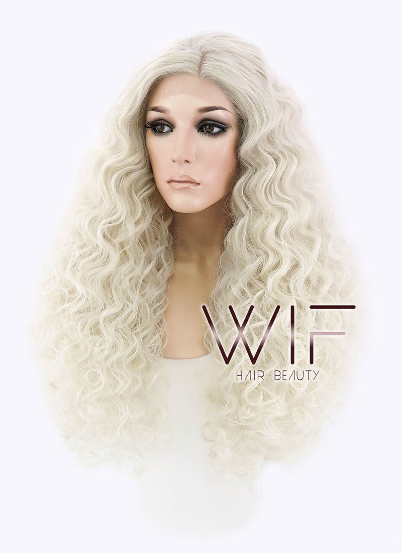 26" Long Spiral Light Blonde Made-To-Order Lace Front Synthetic Hair Wig LF1540B