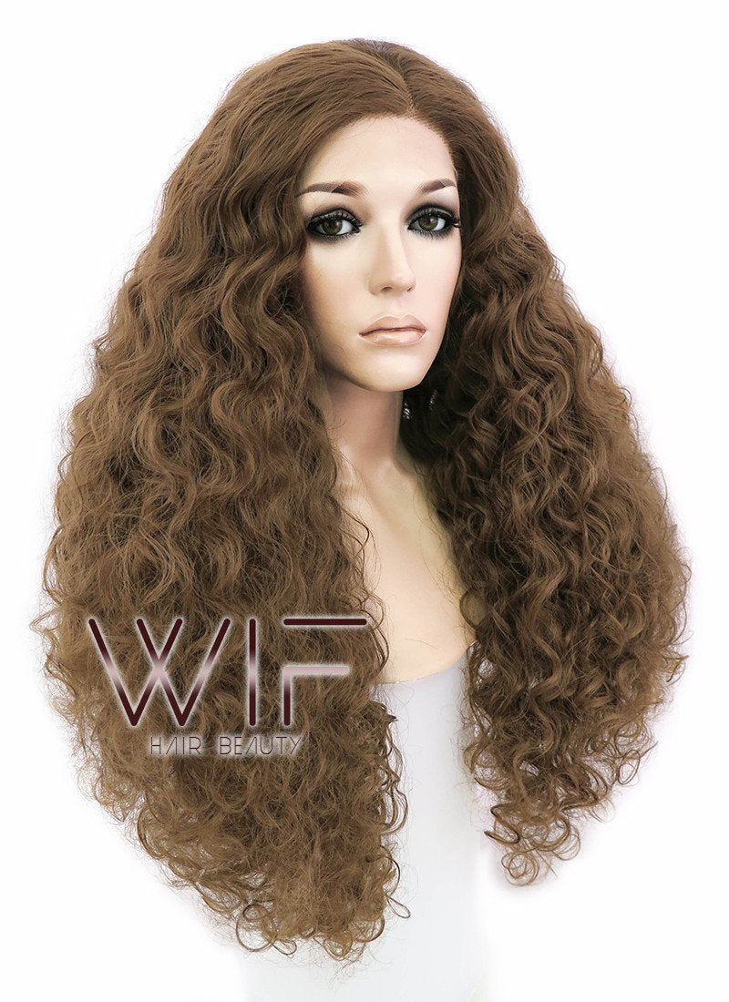 26" Spiral Curly Brown Lace Front Synthetic Wig LF1540C