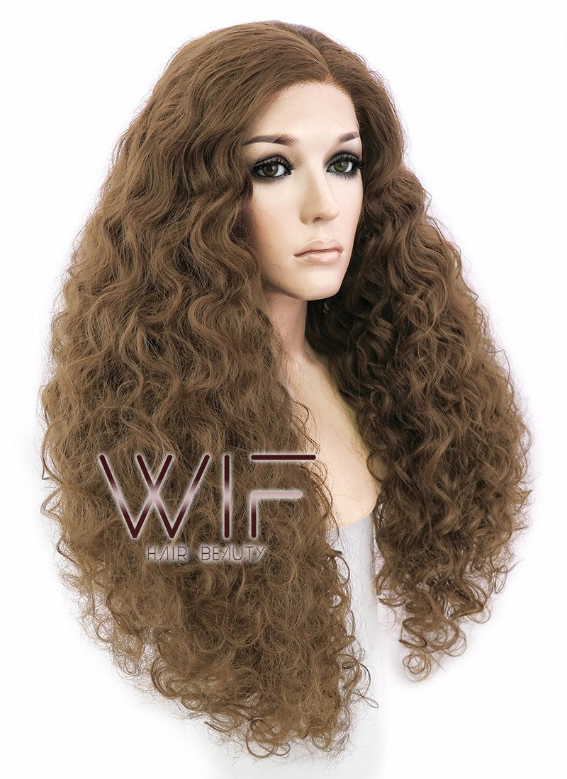 26" Spiral Curly Brown Lace Front Synthetic Wig LF1540C