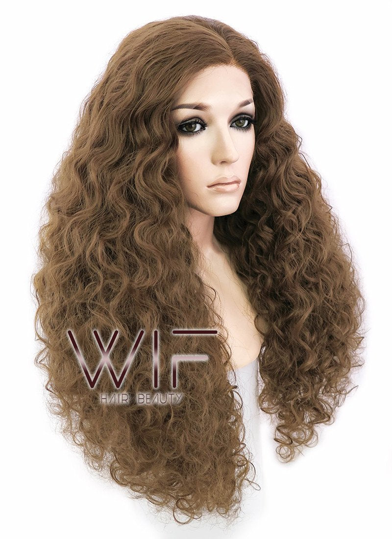 26" Spiral Curly Brown Lace Front Synthetic Wig LF1540C