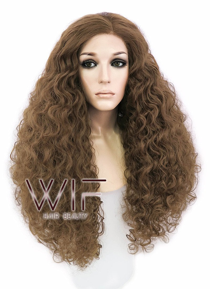 26" Spiral Curly Brown Lace Front Synthetic Wig LF1540C