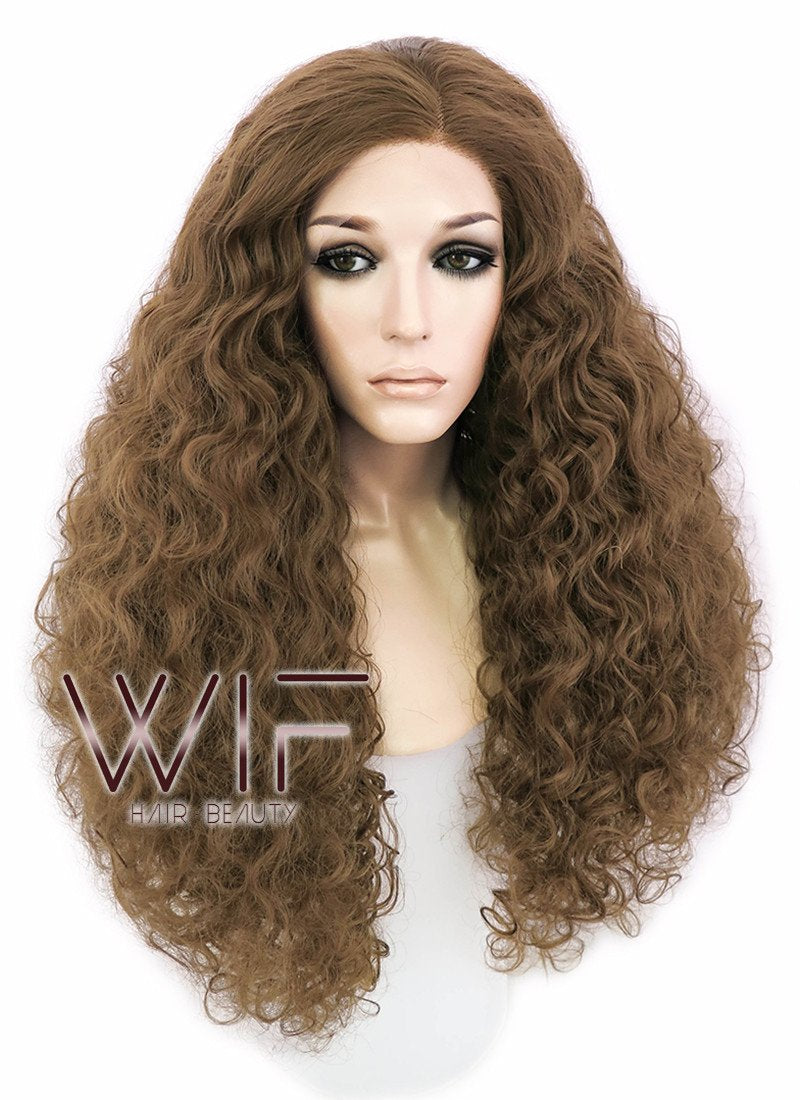 26" Spiral Curly Brown Lace Front Synthetic Wig LF1540C
