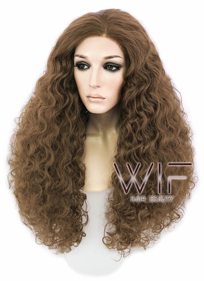 26" Spiral Curly Brown Lace Front Synthetic Wig LF1540C