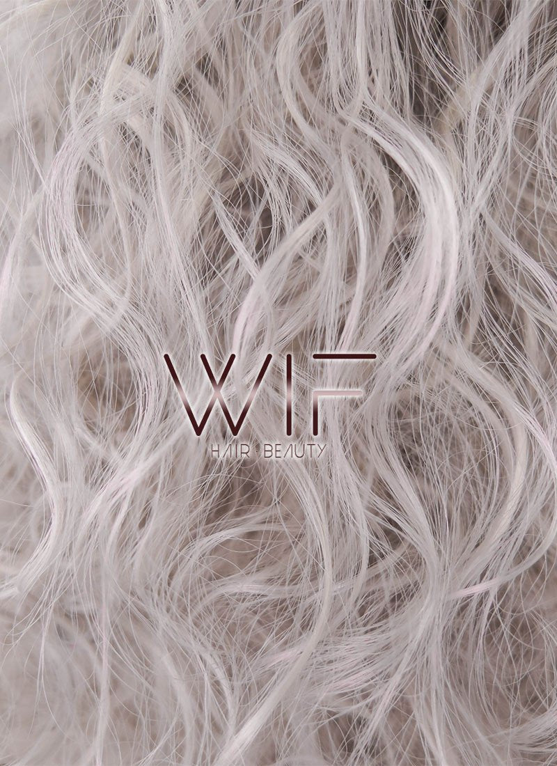 26" Long Spiral Ash Grey Made-To-Order Lace Front Synthetic Hair Wig LF1540
