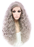 26" Long Spiral Ash Grey Made-To-Order Lace Front Synthetic Hair Wig LF1540