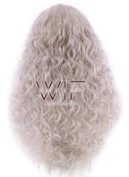 26" Long Spiral Ash Grey Made-To-Order Lace Front Synthetic Hair Wig LF1540