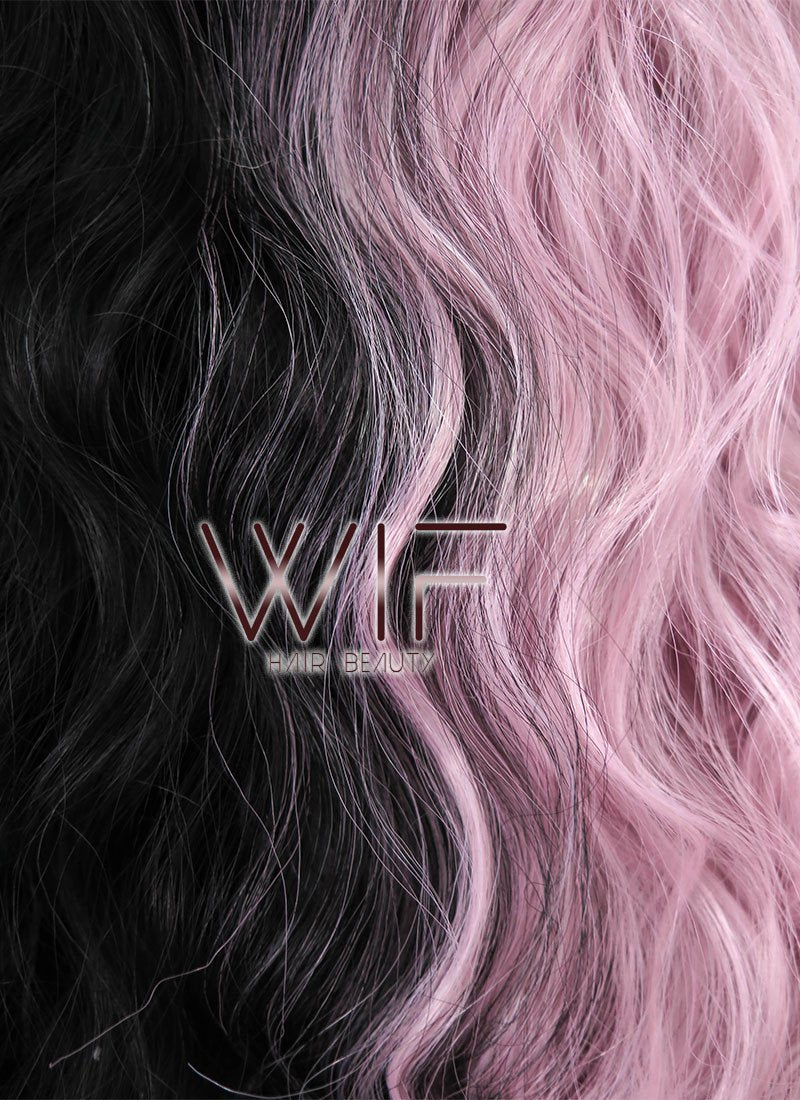 22"Long Curly Mauve Powder Made-To-Order Lace Front Synthetic Hair Wig LF1549