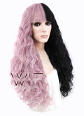 22"Long Curly Mauve Powder With Black Made-To-Order Lace Front Synthetic Hair Wig LF1549