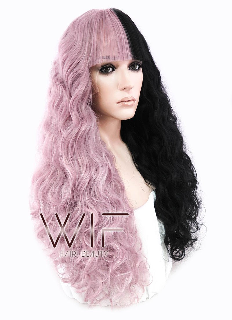 22"Long Curly Mauve Powder Made-To-Order Lace Front Synthetic Hair Wig LF1549