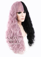 22"Long Curly Mauve Powder Made-To-Order Lace Front Synthetic Hair Wig LF1549