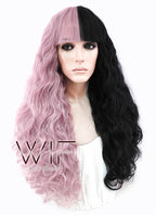 22"Long Curly Mauve Powder Made-To-Order Lace Front Synthetic Hair Wig LF1549