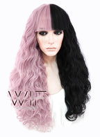 22"Long Curly Mauve Powder Made-To-Order Lace Front Synthetic Hair Wig LF1549