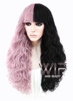 22"Long Curly Mauve Powder Made-To-Order Lace Front Synthetic Hair Wig LF1549
