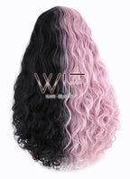 22"Long Curly Mauve Powder Made-To-Order Lace Front Synthetic Hair Wig LF1549