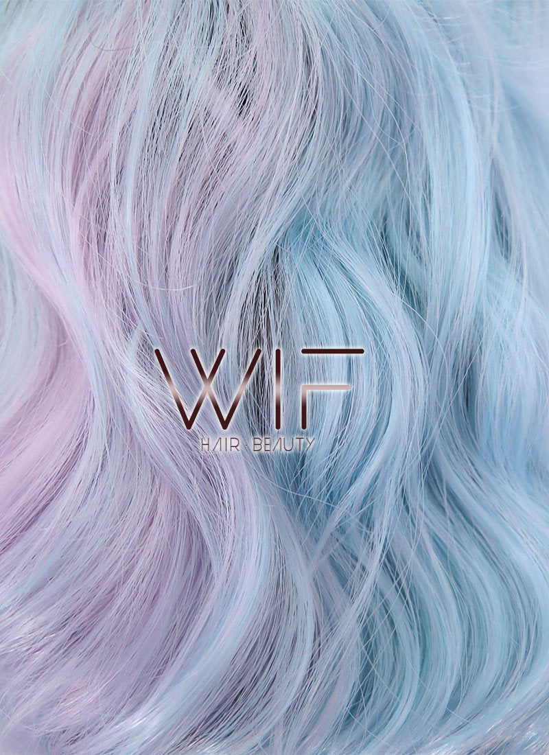 12" Short Wavy Black Mixed Light Green Ombre Lace Front Synthetic Hair Wig LF1551