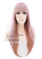 18" Long Straight Two Tone Pink Brown Lace Front Synthetic Hair Wig LF1554