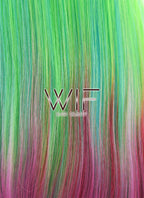 16" Medium Wavy Green Blue Red Pink Mixed Lace Front Synthetic Hair Wig LF1567