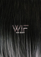 24" Long Straight Black Mixed Grey Lace Front Synthetic Hair Wig LF1572
