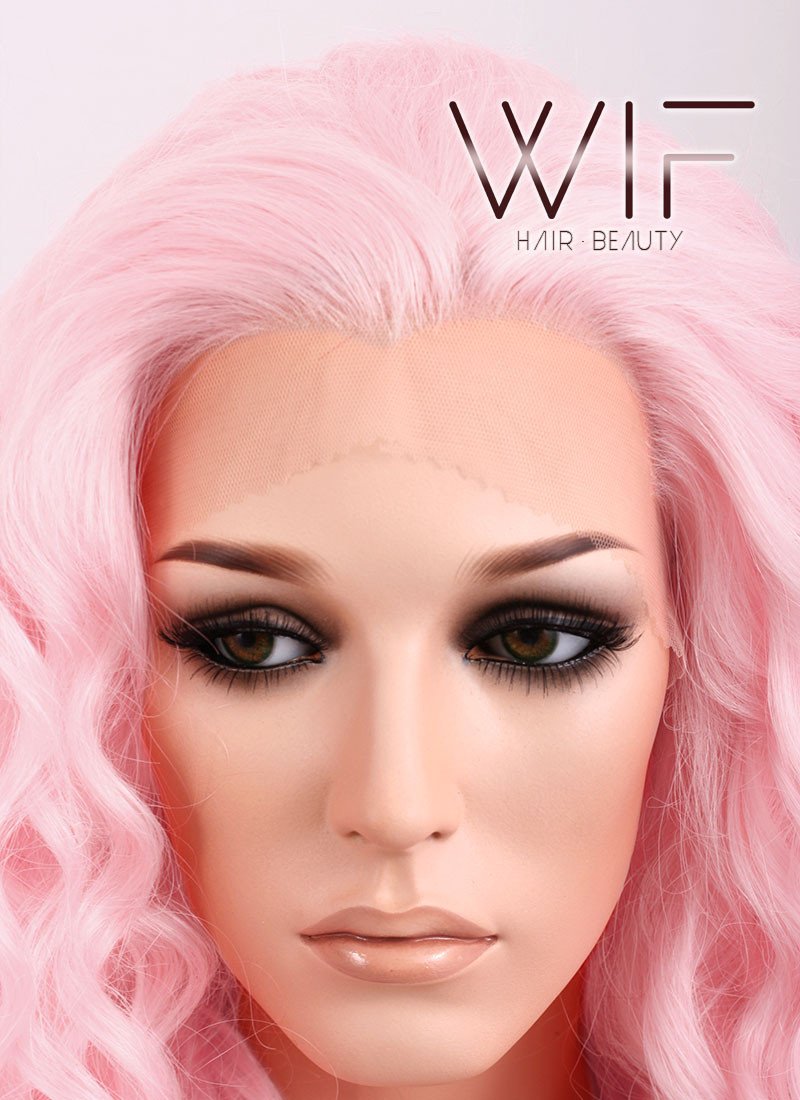 26" Spiral Curly Pink Blonde Ombre Lace Front Synthetic Wig LF165