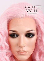 26" Spiral Curly Pink Blonde Ombre Lace Front Synthetic Wig LF165