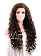 26" Spiral Curly Mixed Dark Brown Lace Front Synthetic Wig LF169