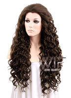 26" Spiral Curly Mixed Dark Brown Lace Front Synthetic Wig LF169
