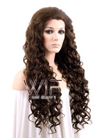 26" Spiral Curly Mixed Dark Brown Lace Front Synthetic Wig LF169