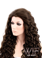 26" Spiral Curly Mixed Dark Brown Lace Front Synthetic Wig LF169