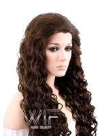 26" Spiral Curly Mixed Dark Brown Lace Front Synthetic Wig LF169