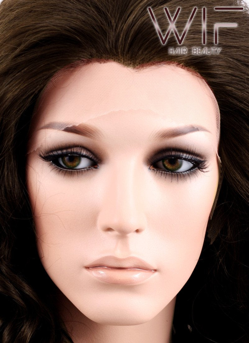 26" Spiral Curly Mixed Dark Brown Lace Front Synthetic Wig LF169